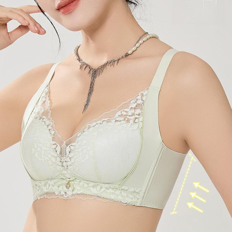 French Lace Bra Women's Gathering Bra Breast Collection Anti Sagging No Steel Ring Adjustable Thin Bra