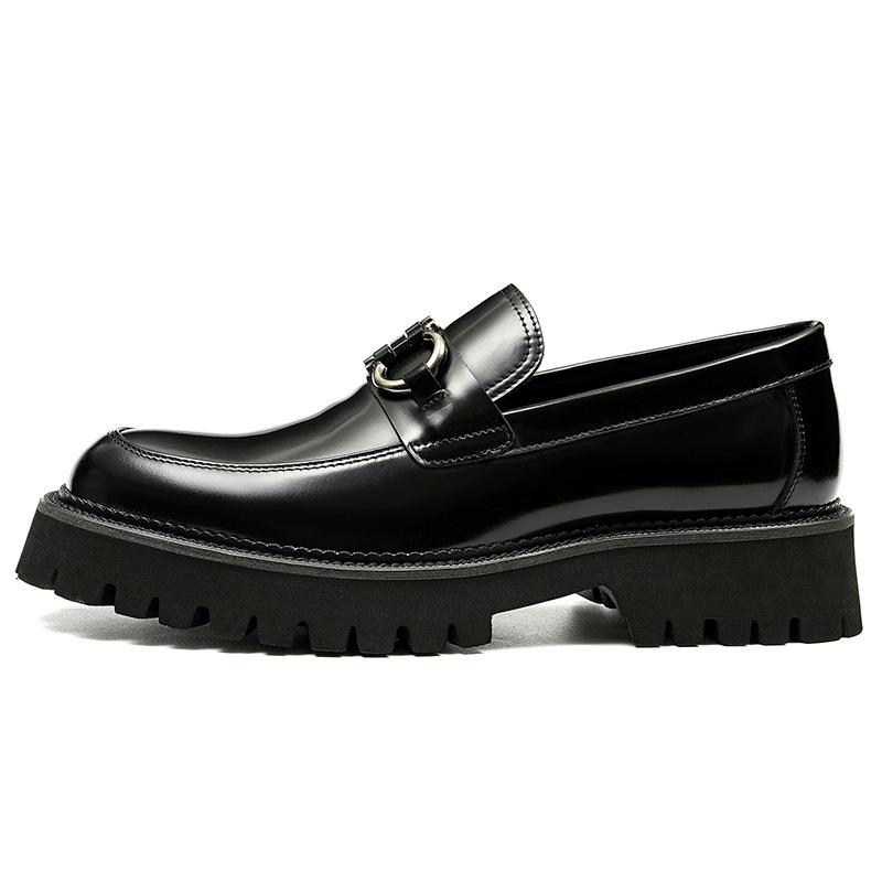 British Style Leather Shoes Men's Loafer Business Dress Large Size Leather Cowhide One Pedal