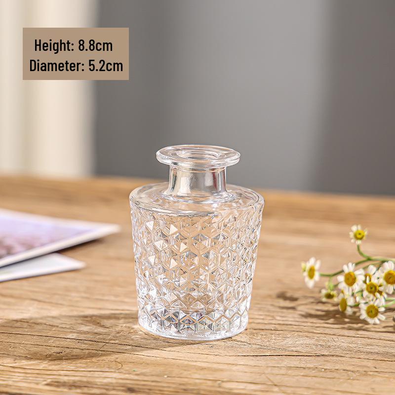 Retro Embossed Transparent Glass Vase: French-Inspired Luxury Home Decor for Living Room
