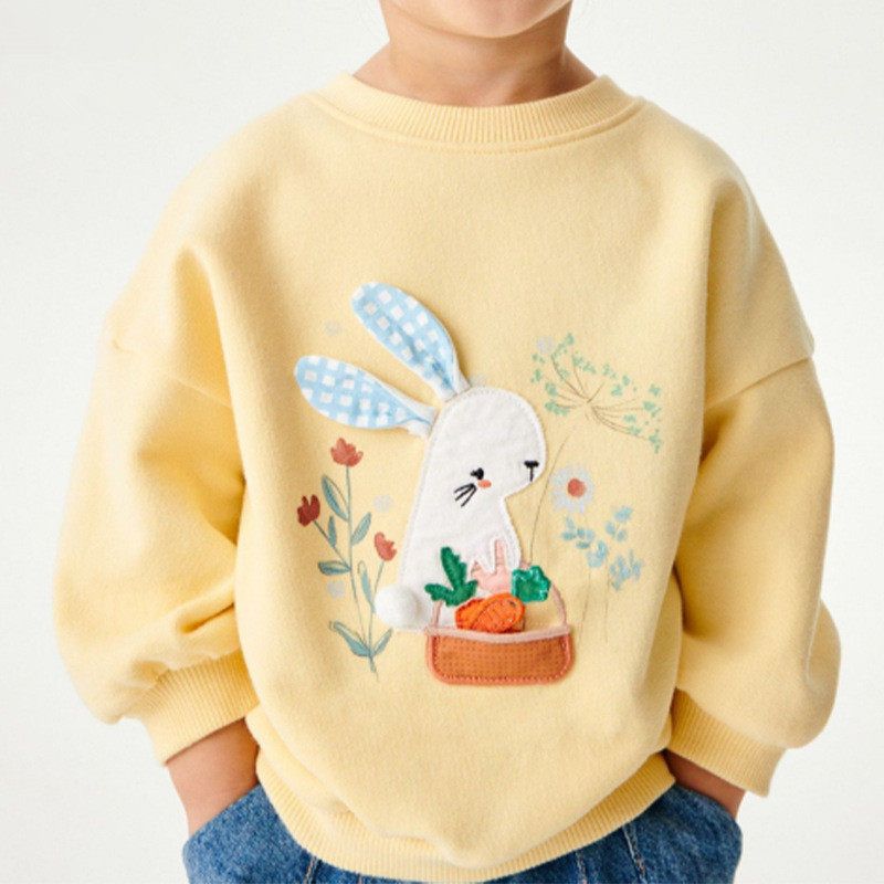Cute Rabbit Girl Spring and Autumn Pure Cotton Casual Sweatshirt