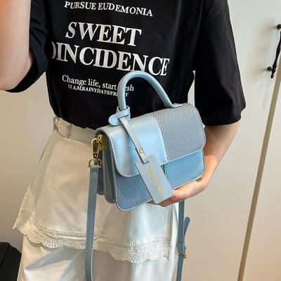 New Contrasting Color Portable Small Square Bag Female Sen Meng Fashionable Texture Shoulder Bag Personalized Commuter Messenger Bag