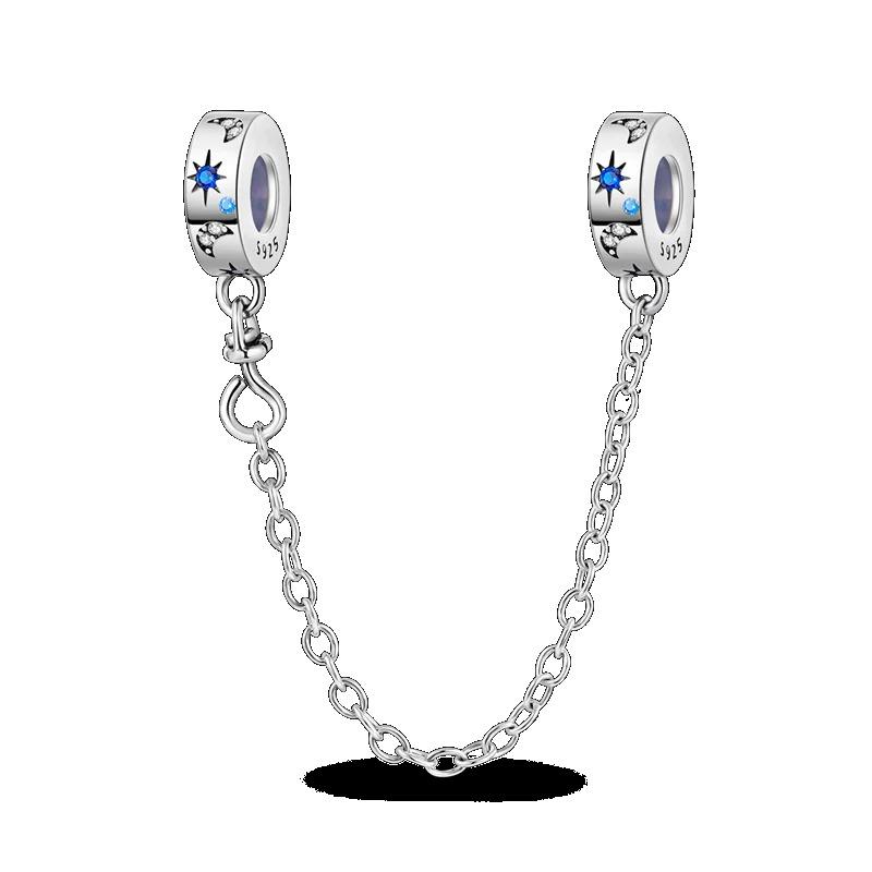 Silver Clasp 925 Silver CZ Pave Clip Charms Daisy Beads Stopper Safety Chain Fit Original Bangle Bracelet Jewelry Clip