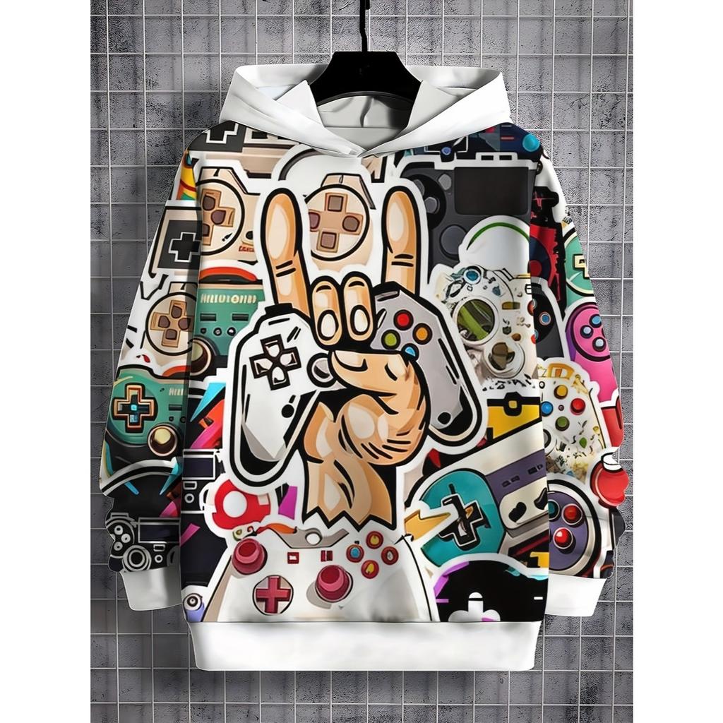 Cool game controller pattern 3D printed fashionable youth sports shirt for boys and teenagers