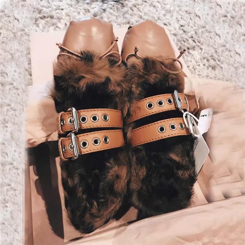 

Autumn and winter new ballet fluffy shoes women s winter warm flat beanie shoes women s versatile inner height increase round head women s shoes 40