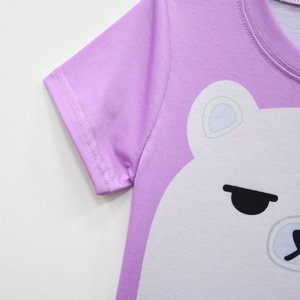 Kids Girls K-POP Demon Star Mira Bear Print Short Sleeves T-shirt Pants Shorts Clothes Sets