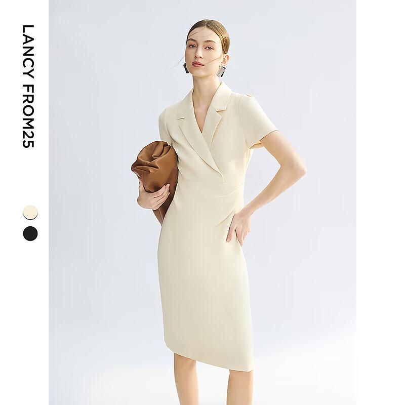 

LANZI Elegant X-Shape Suit Collar Midi Dress S