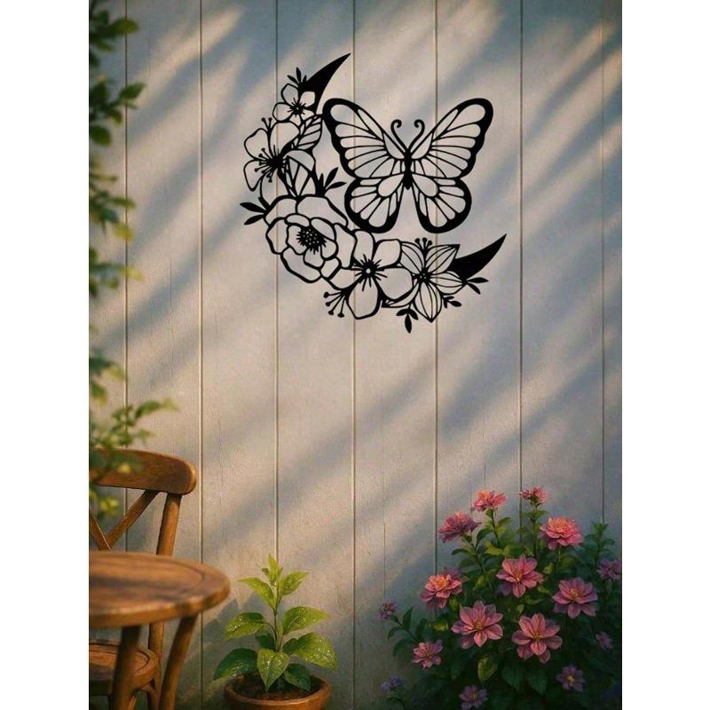 Moon Phase Butterfly Metal Wall Art Boho Gothic Hanging Decor Waterproof Outdoor Gift