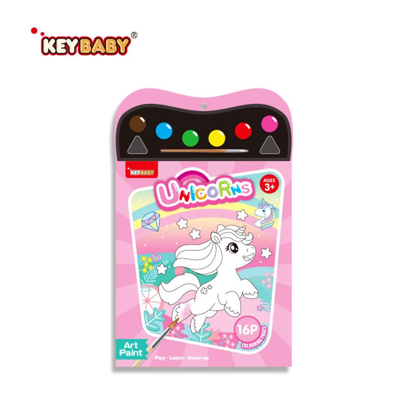 Cartoon Watercolor Coloring Book with Brush Creative Painting Set Office Art Therapy Stress Relief Mindfulness Supplies