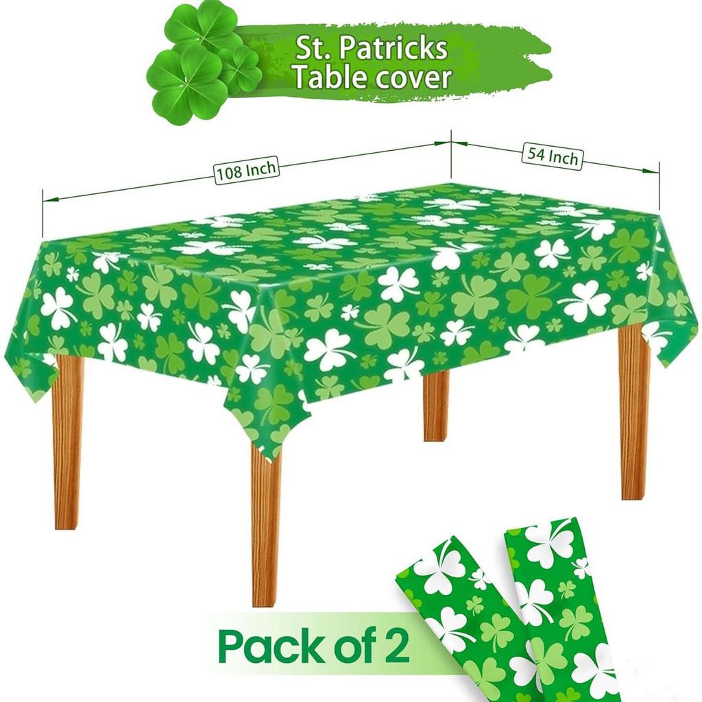 St. Patrick's Day Themed Party Tablecloth Irish Trefoil Decoration Disposable Plastic Tablecloth Festival Decoration Supplies