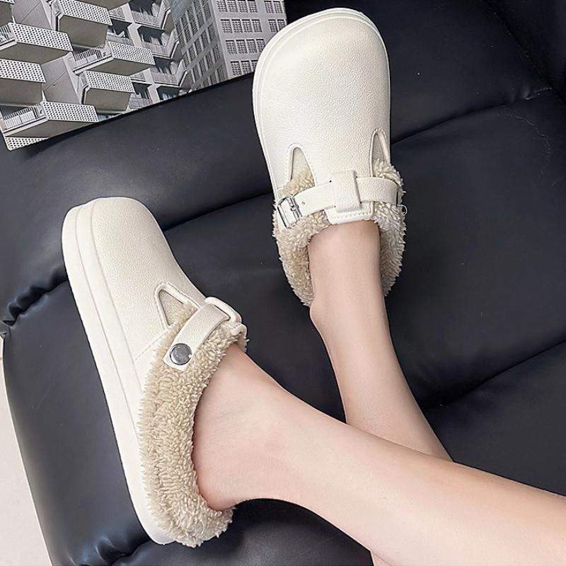 Fashion New Waterproof EVA Indoor Street Slippers For Women Winter Warm Shoes Thick Sole Soft Plush Female Home Daily Walking Slipper
