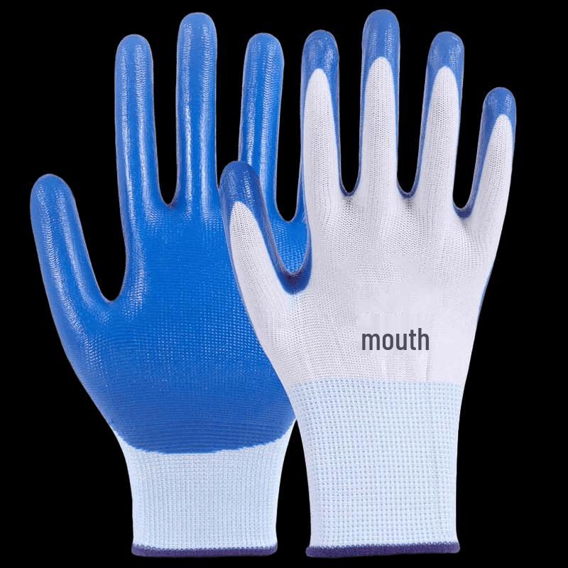Langxi Blue Nitrile Work Gloves