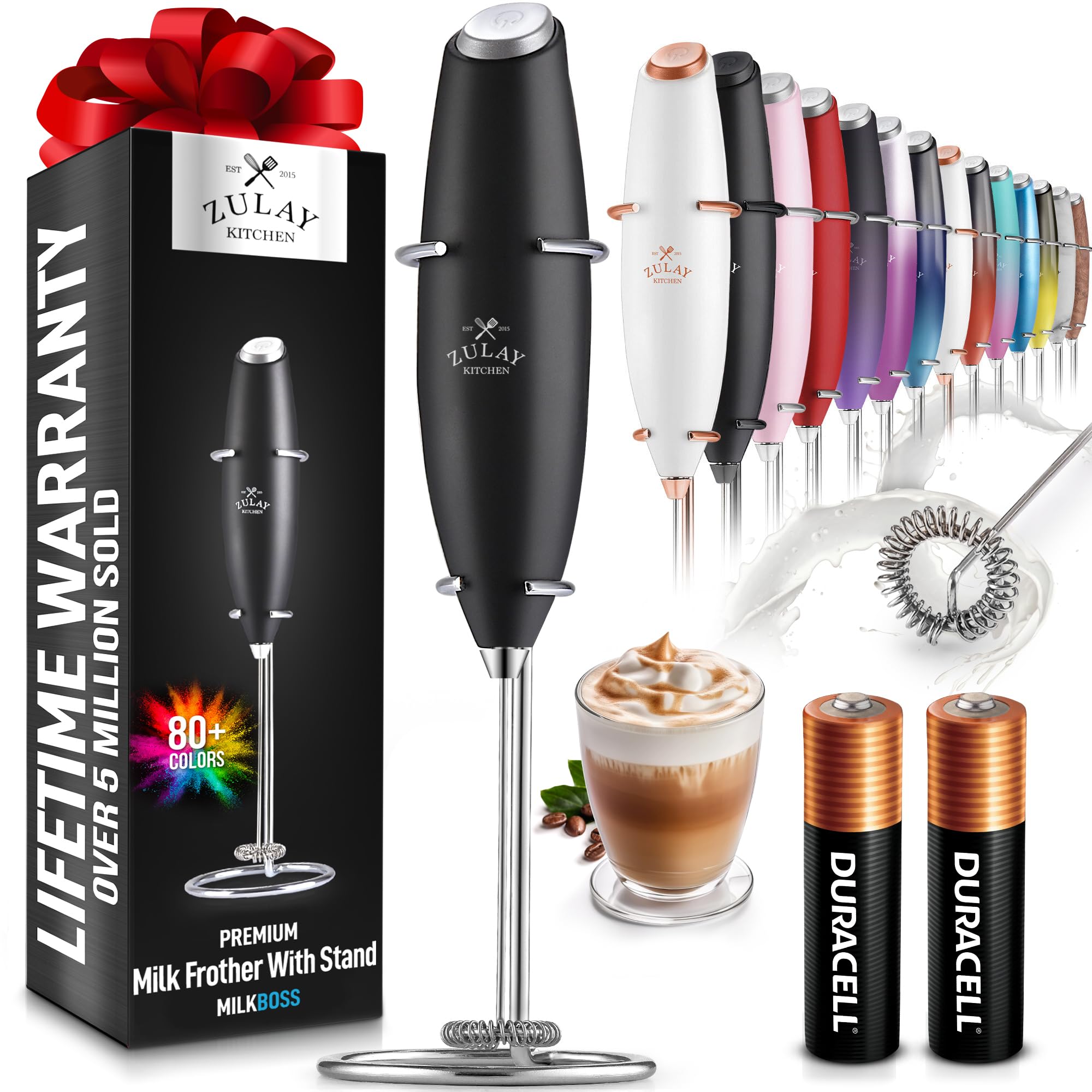 

Zulay Original Milk Foamer Handheld Milk Frother Black Month (3 Warranty)