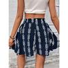 Women's Crop Top and Abstract Print Drawstring Waist Skirt Set