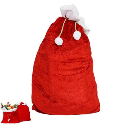 Red Santa Claus Gift Bags With Drawspring Large Red-Velvet Super Soft Candy Bags Santa Claus New Year Merry Christmas Gift