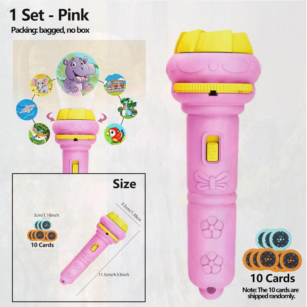 Projector Flashlight For Kids 10 Cards 80 Patterns Bedtime Toys Cartoon Light Educational Toy Gift For Toddler Boys Girls Gifts