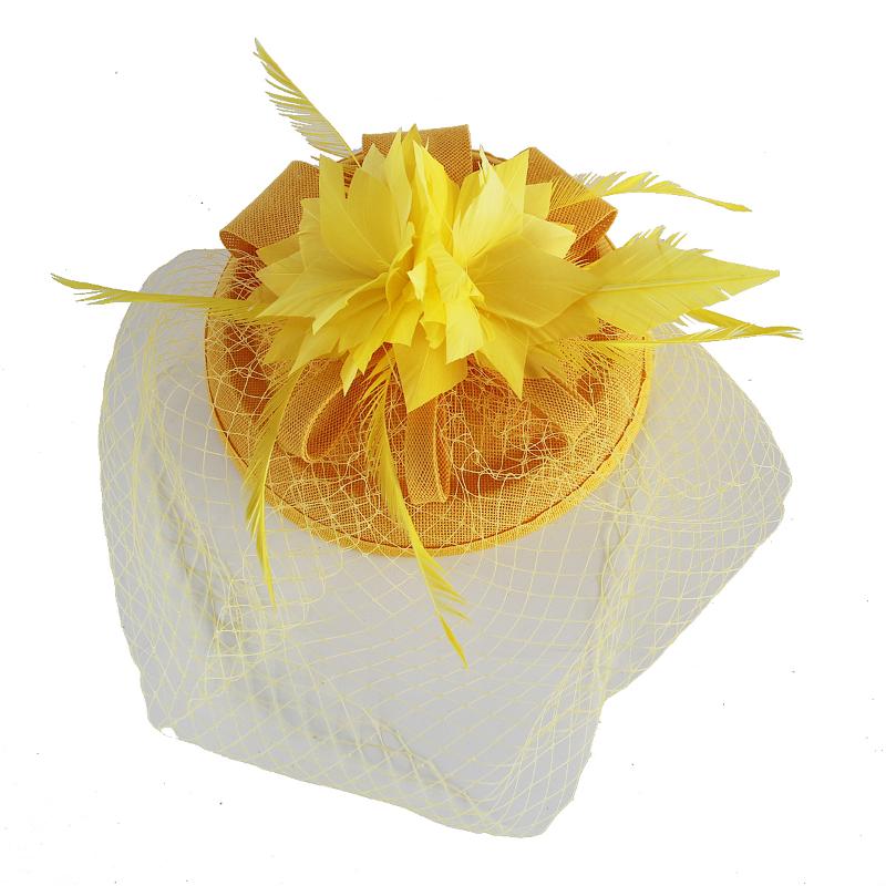 Retro Sinamay Headband Fascinator Wedding Ascot Hat Hatinator Birdcage Veil