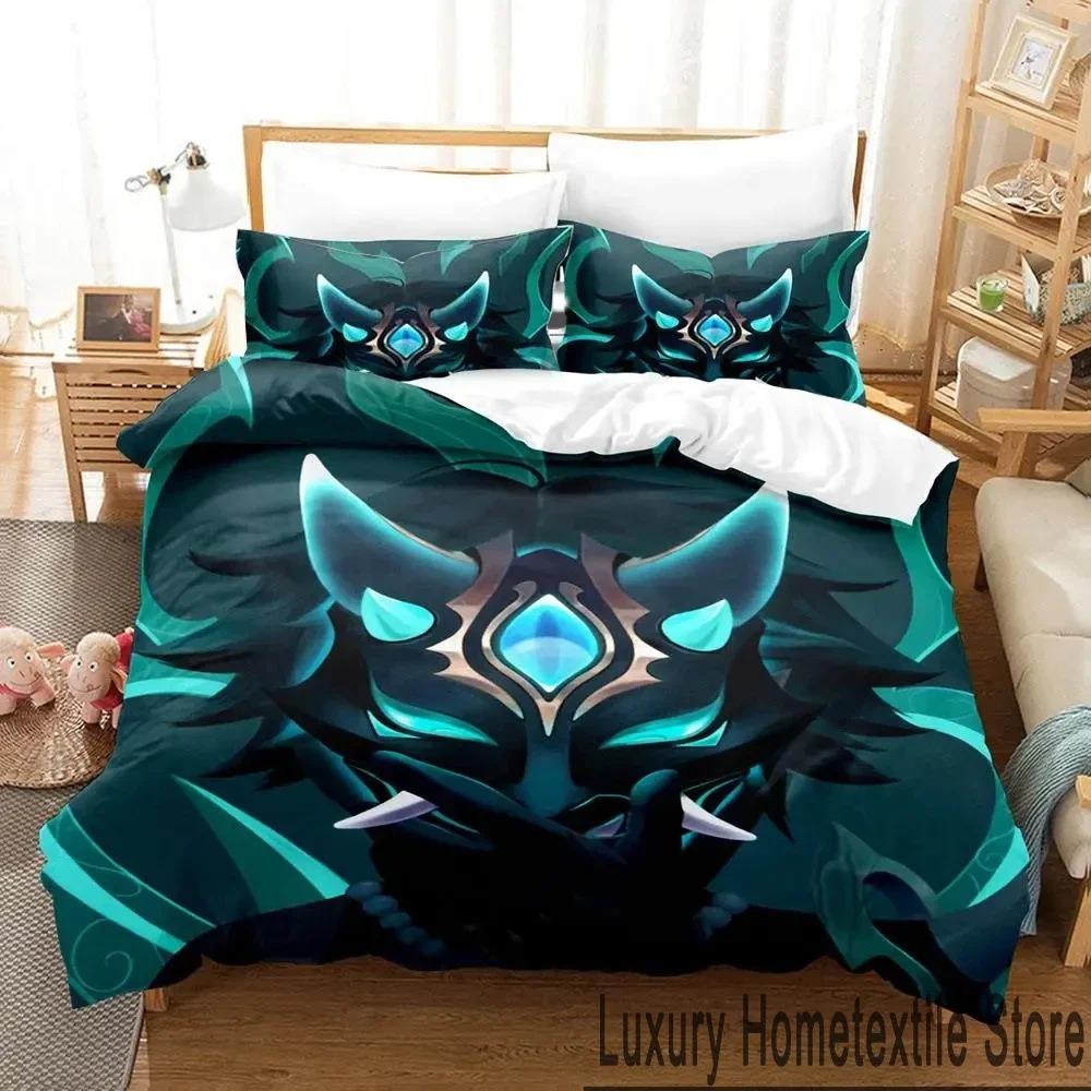 3D Genshin Impact Xiao Anime Bedding Set Duvet Cover Bed Set Quilt Cover Pillowcase Comforter king Queen Size Boys Adult Bedding Tool