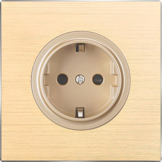 Hoge Kwaliteit Retro Stijl Aluminium Wandlichtschakelaar - Koffiekleurige LED Indicator met Resetknop Universele Elektrische Socket