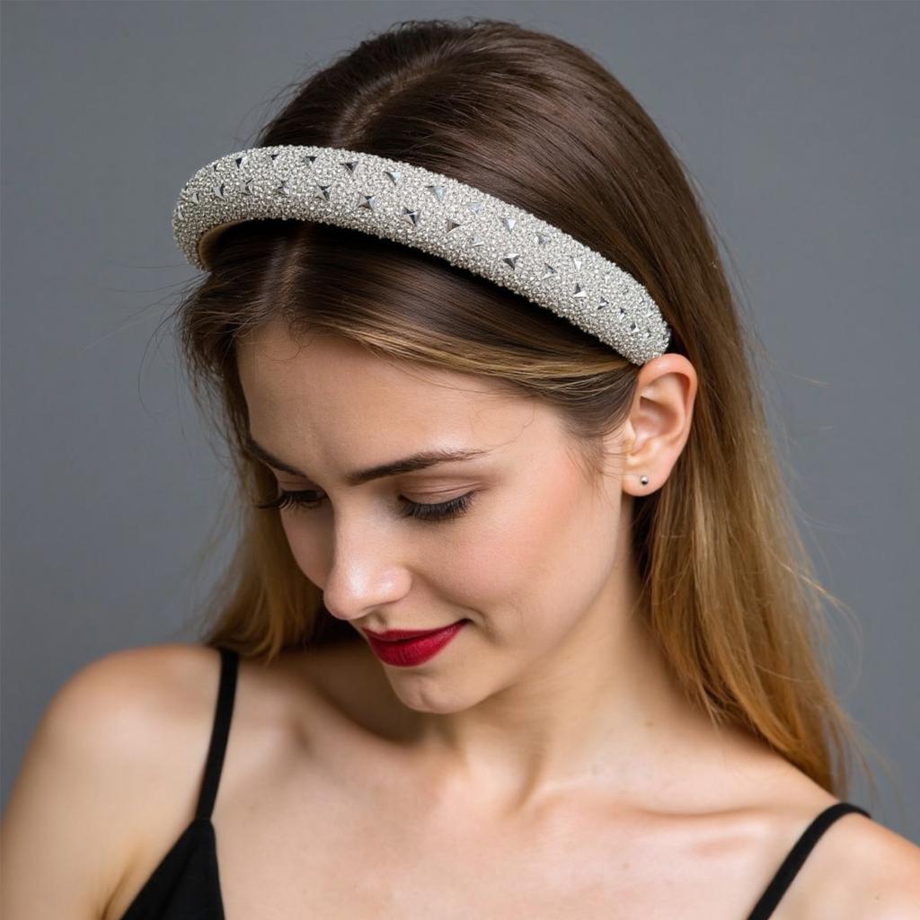 Shimmering Dark Rhinestones Headpiece Lightweight Headbands Adjustable Design For Celebrations Professional Use