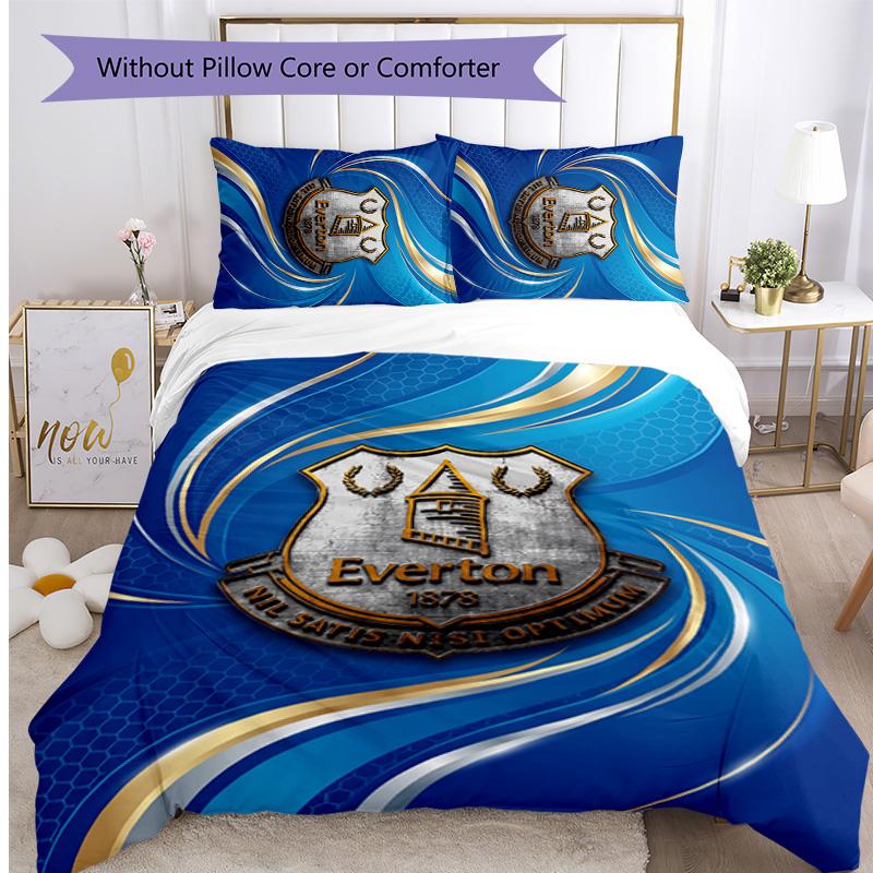 Set Lenzuola Everton Football Stampato 3 Pezzi, Comodo Set Copripiumino per Camera da Letto Amico della Pelle