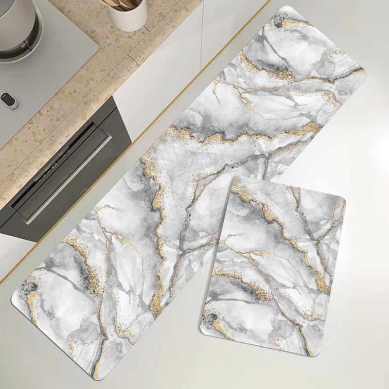 Marbling Print Kitchen Mat Carpet Floor Mat Gray Durable Home Entrance Doormat Bathroom Carpet Living Room Decorative Rugs