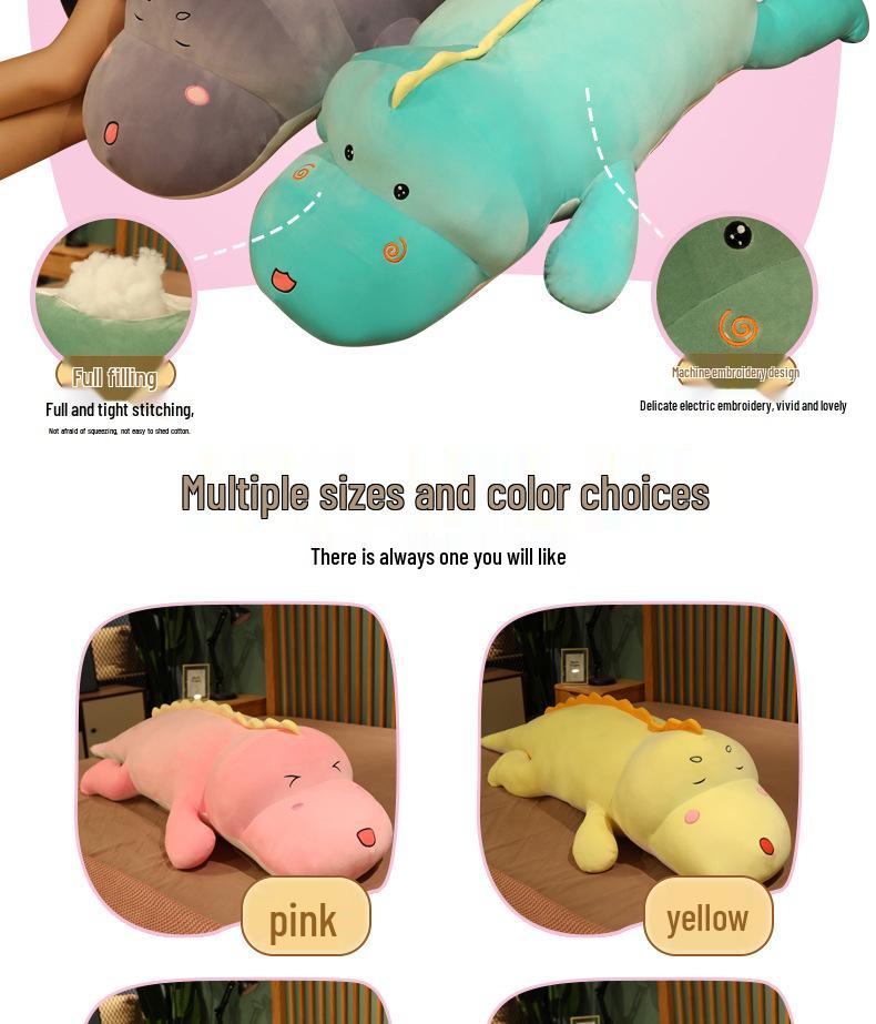 Soft Crocodile & Dinosaur Plush Body Pillow for Girls - Back Cushion & Leg-Clamping Sleeping Doll