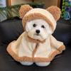 Thick Fleece Pet Cape Cloak Bear Ear Design Pet Sleeping Blanket  for Small Medium Cats Dogs