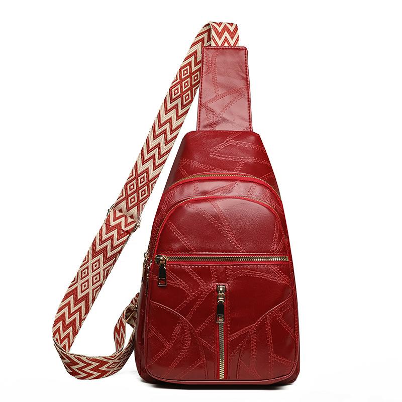 Casual Splicing Soft Leather Messenger Bag Fashion Trend Large Capacity Simple Shoulder Bag Women's Versatile Breast Bag