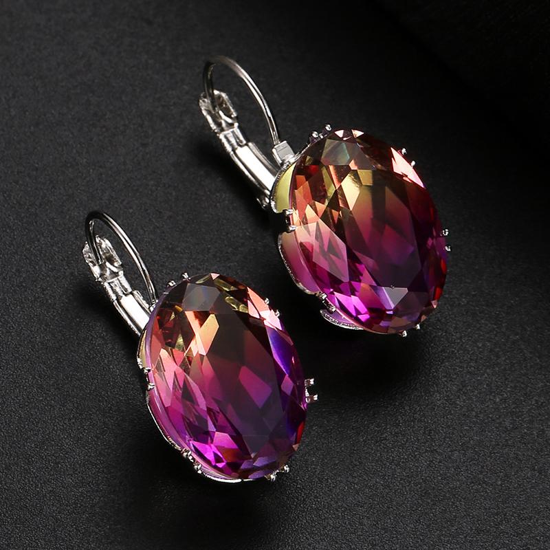 WWJ Unique Mix Color Cubic Zirconia Drop Earrings Gradient Ear Stud