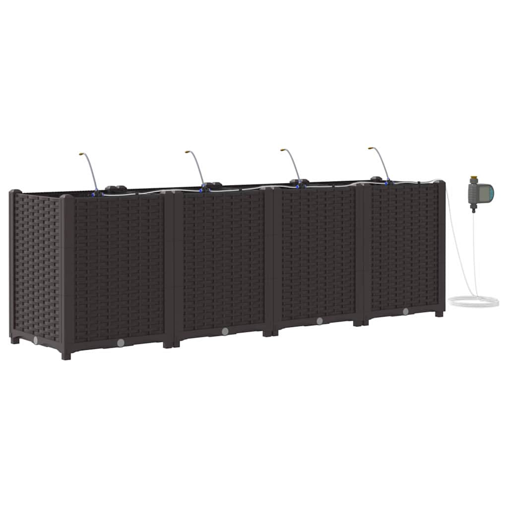 Garden Planter Set 4 pcs Brown 160 x 40 x 52 cm Plastic