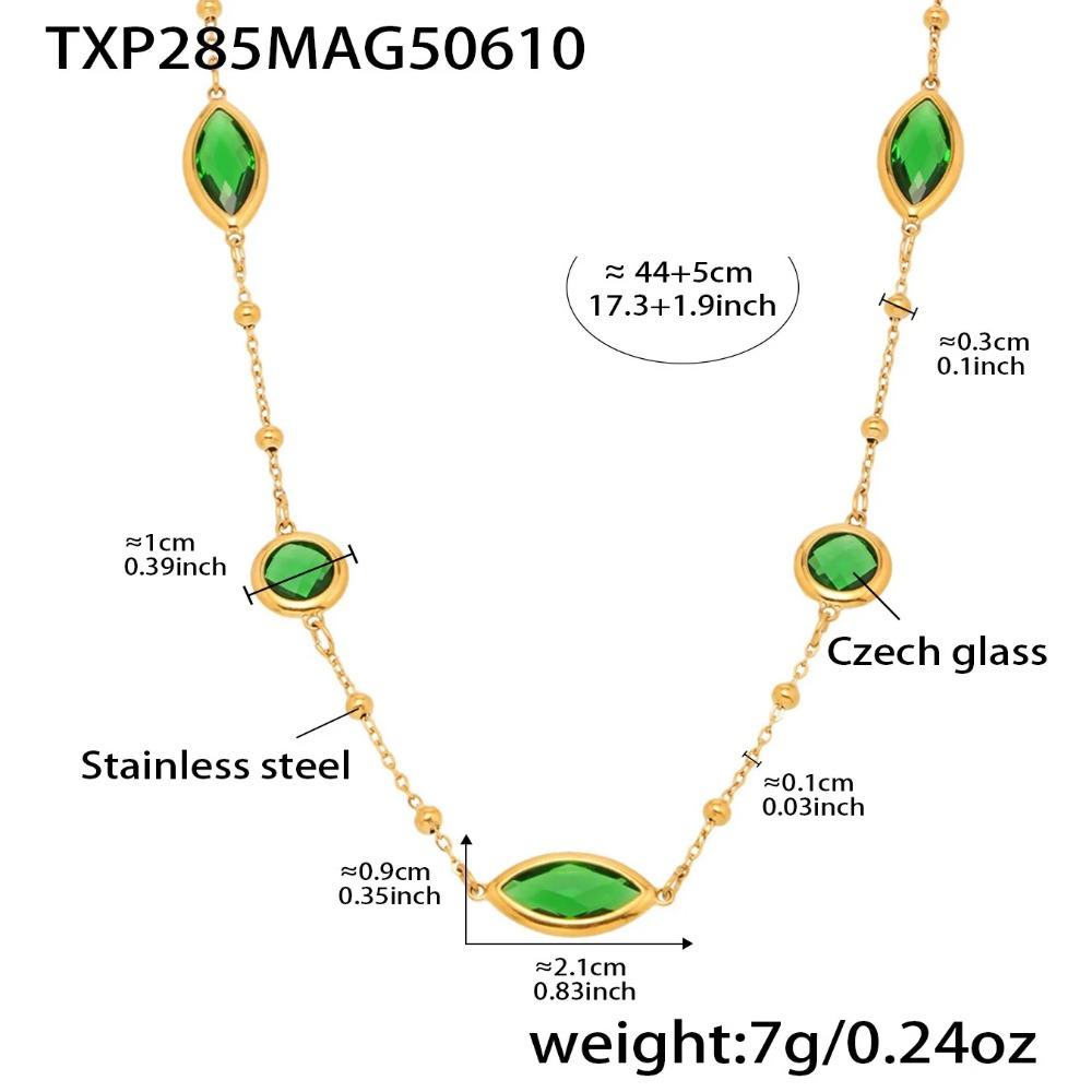 

Красочное круглое овальное ожерелье из нержавеющей стали для женщин, роскошное чешское стекло, позолоченный манжет, открытый браслет-шарм с цирконом зелёный