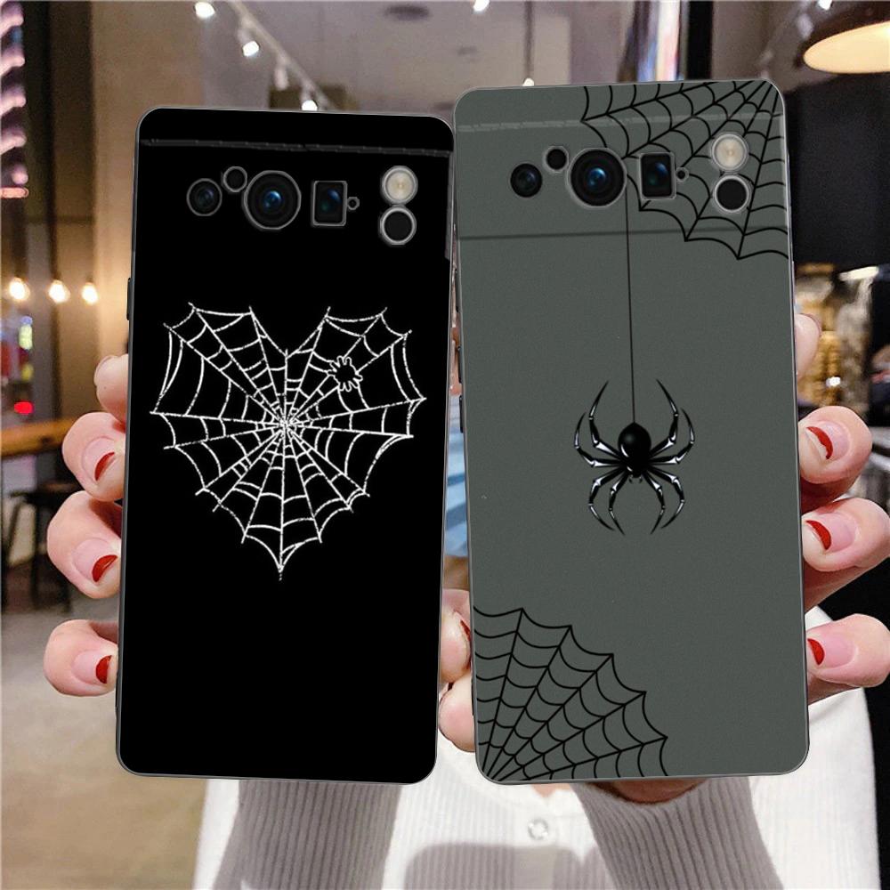 For Google Pixel 10 Pro Phone Case Pixel 9 Pro XL TPU Case Pixel 8 Pro 9A 8A 7A 7 6A 6 Pro Soft Cover Black Spider Web