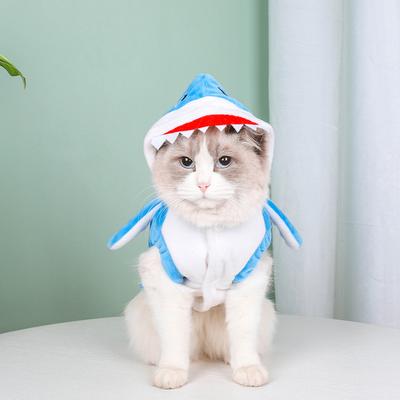 1pc Pet Products Shark Pet Clothes Winter and Autumn Warmth Halloween Universal Dog Clothes Cat Clothes Cat Supplies Blue