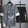Korean Graffiti Short-Sleeve Suit: Trendy Spring/Autumn Streetwear