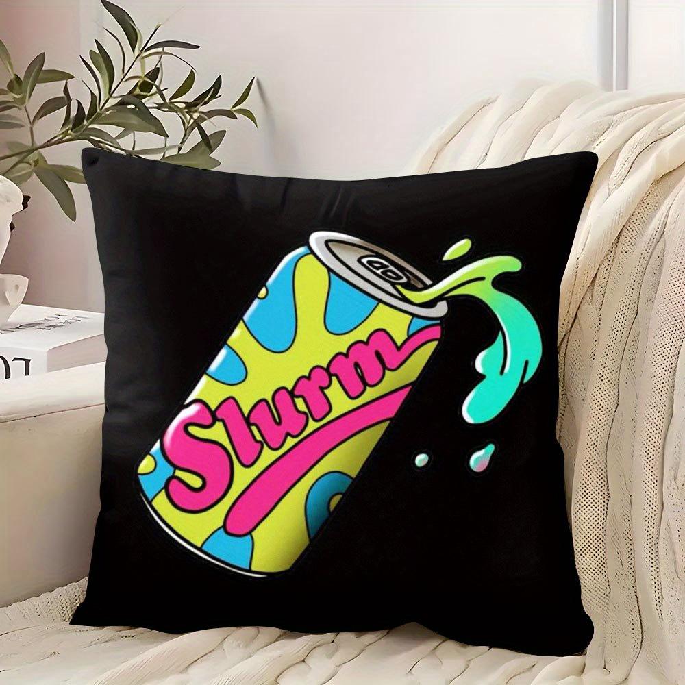 1pcs Slurm soda can cartoon pillow cover black pop art 45x45cm for living room bedroom porch decor machine washable