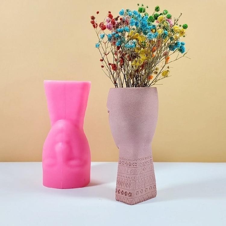 Artistic Figure Flowerpot Molds Cements Mould Silicone Texture for Flower Vase