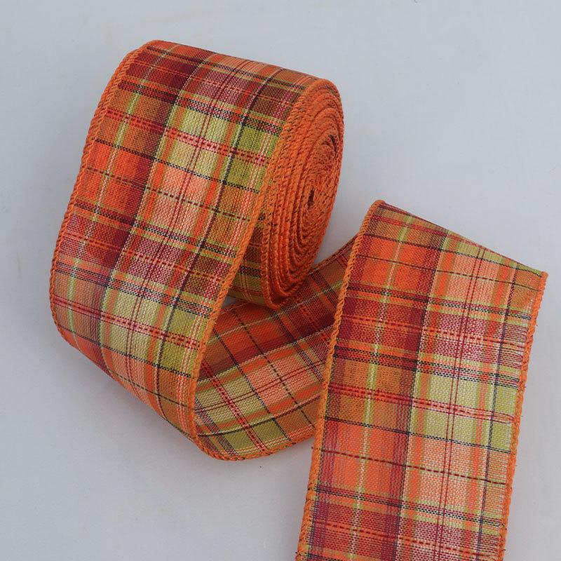 

Декоративные украшения своими руками, романтичные и уютные, из искусственной пеньковой ленты, в клетку, с отделкой из рыбьей лески, на Рождество, на Хэллоуин, с бантом, на заднем плане, украшение 6cm*5 yards