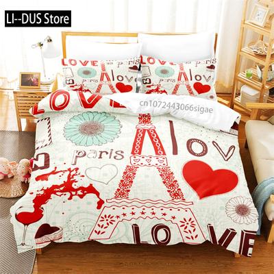 Romantic Paris Bedding Set Duvet Cover Set 3d Bedding Digital Printing Queen Size Bedding Set Fashion Design