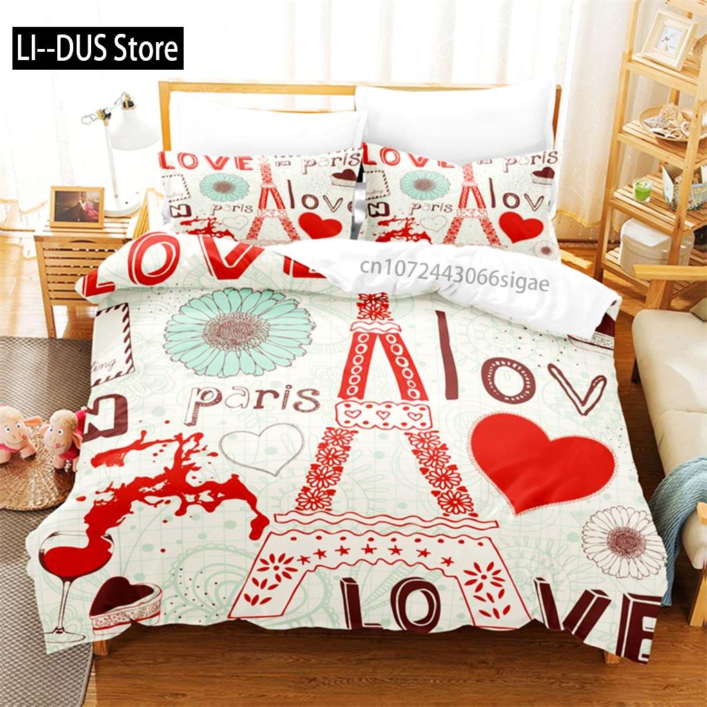 Romantic Paris Bedding Set Duvet Cover Set 3d Bedding Digital Printing Queen Size Bedding Set Fashion Design