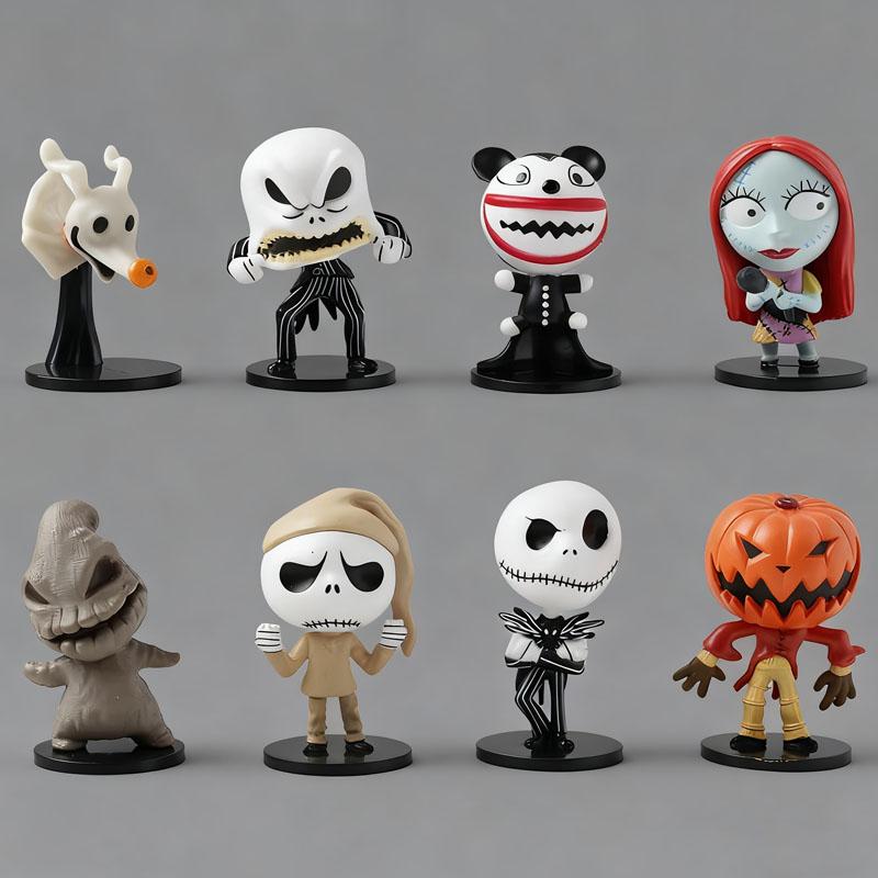 8Pcs/Set The Nightmare Sally Jack Skellington Christmas Action Figure Vinyl Figurine Halloween Gift Collection Toys