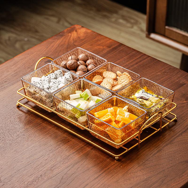 Hammered Glass Divided Serving Platter Set