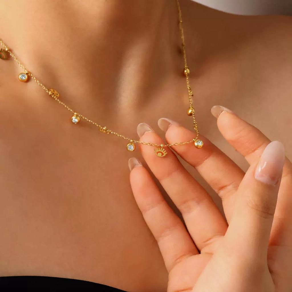 Titanium Steel Fringed Necklace With Diamonds Light Luxury Niche Collarbone Chain Gold And Silver Two-Color Does Not Fade