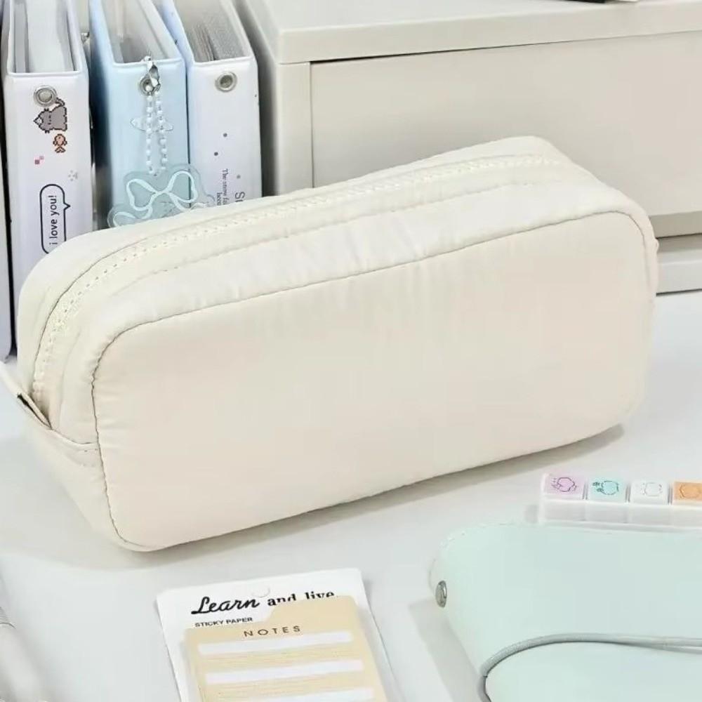 Large Capacity Simplicity Pencil Case Square Shape Stationery Box Classified Storage