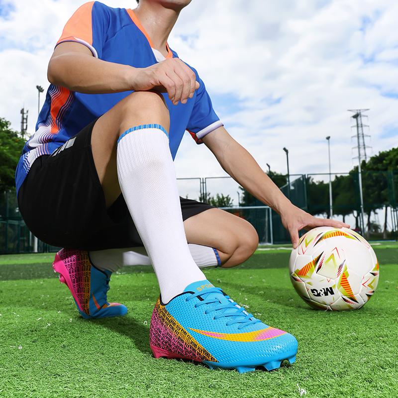 Pantofi de fotbal pentru bărbați Ghete de fotbal înalte, Ghete de fotbal cu crampoane, Atletici respirabili de exterior, Crampoane profesionale, Pantofi de fotbal pentru tineri băieți, Unisex