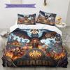 How To Train Your Dragon  Patterned Pillowcase & Duvet Cover Set 3 Piece Anime Style Bedding Decor Gift for Fans YUN6515