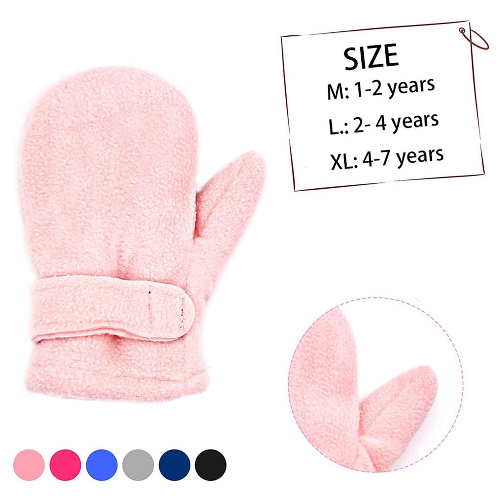 Thick Polar Fleece Mittens for Children Boys Girls Winter Gloves Warm Skiing Gloves Adjustable Lined Gloves Hand Warmers