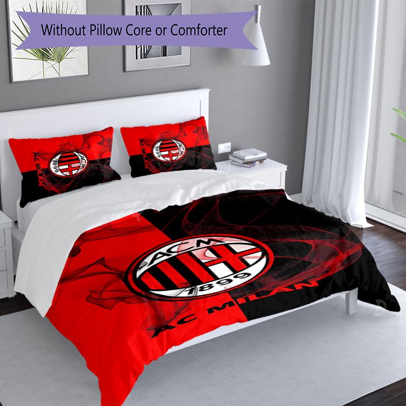 Set Copripiumino AC Milan 3 Pezzi, Include 1 Copripiumino e 2 Federe, Tessuto Amico della Pelle e Confortevole, Set Biancheria da Letto Adatti