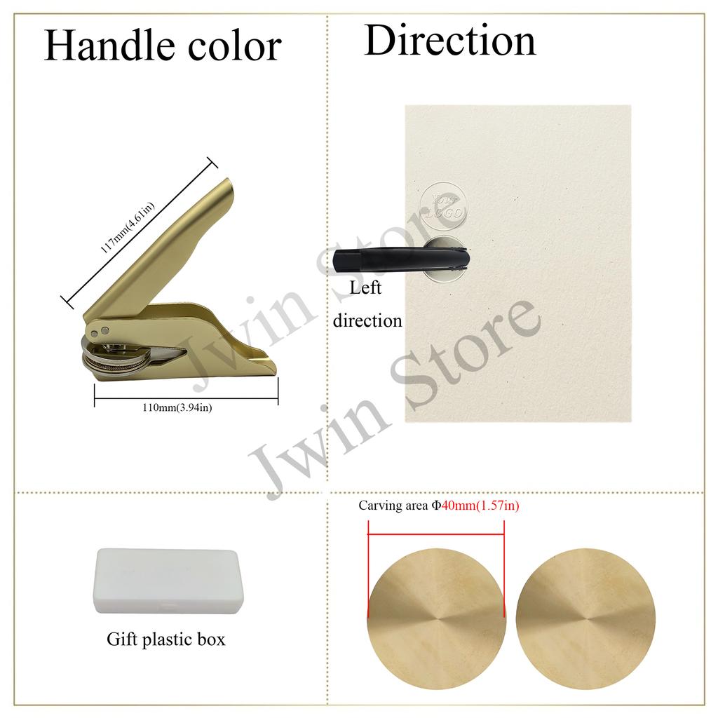 Customize Embossing Stamp with Your Logo Monogram Embosser Seal for Wedding Invitation DIY Craft 40mm Diameter