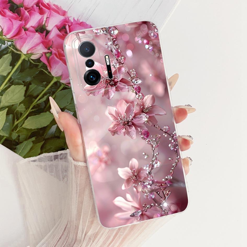 For Xiaomi 11T Pro 5G Case Transparent Silicone Fashion Flower Cover For Xiomi Xiaomi Mi 11 Pro Bumper Mi11T Mi11 Phone Case New