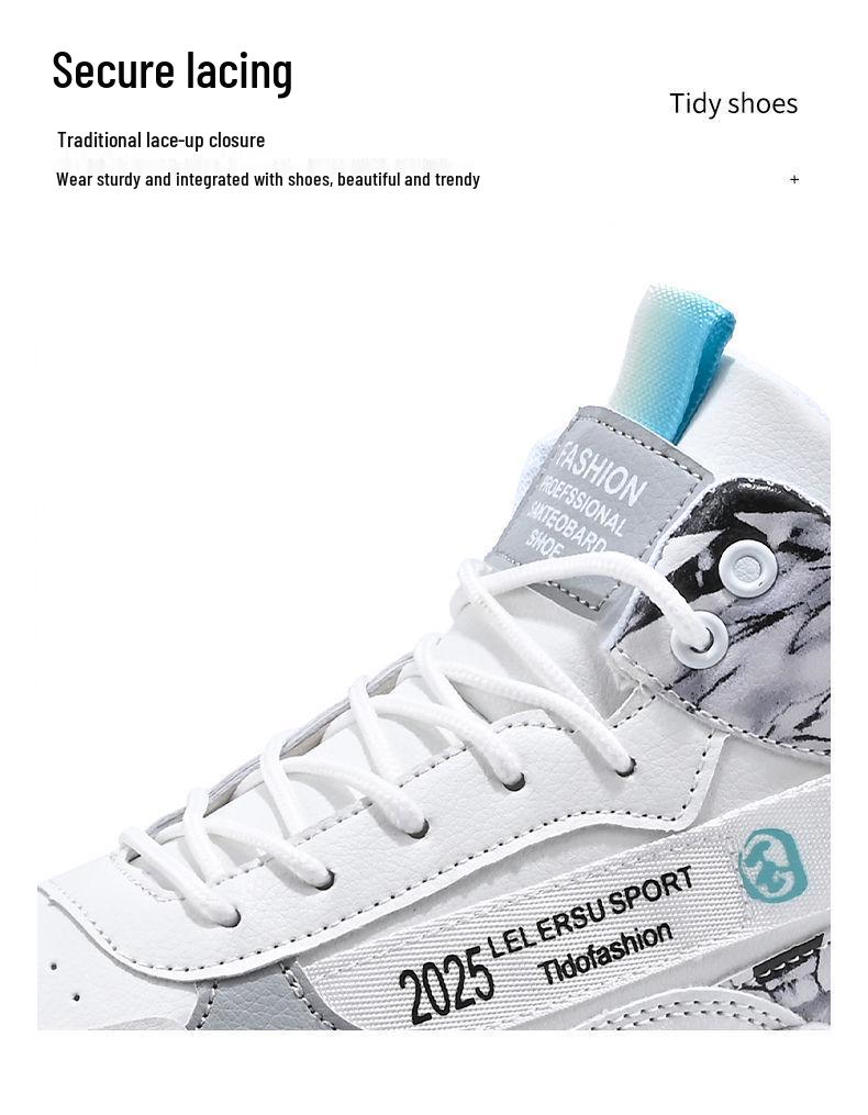 Autumn Men's High-Top White Fashion Sports Shoes - Trendy Running Casual Dad Shoes